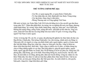 Công điện 240/CĐ-TTg 2018 đôn đốc thực hiện nhiệm vụ sau kỳ nghỉ Tết Nguyên đán Mậu Tuất