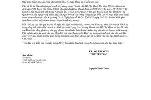 Công văn 113/BXD-QHKT 2018 lập quy hoạch xây dựng Khu vực phía Bắc Bến Lức Long An