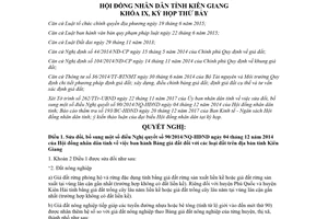 Nghị quyết 137/2018/NQ-HĐND sửa đổi Nghị quyết 90/2014/NQ-HĐND về Bảng giá đất Kiên Giang