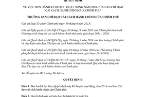 Quyết định 53/QĐ-BCĐCCHC 2018 Kế hoạch hoạt động của Ban Chỉ đạo cải cách hành chính Chính phủ