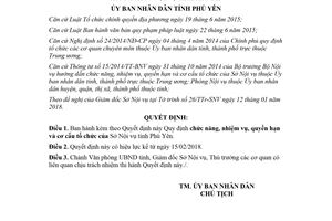 Quyết định 04/2018/QĐ-UBND quy định chức năng nhiệm vụ cơ cấu tổ chức Sở Nội vụ Phú Yên