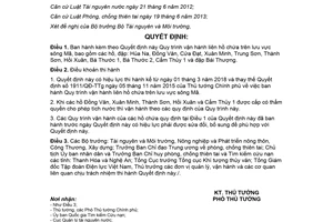 Quyết định 214/QĐ-TTg 2018 Quy trình vận hành liên hồ chứa trên lưu vực sông Mã