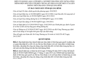 Quyết định 05/2018/QĐ-UBND thời hạn tiếp nhận hồ sơ thỏa thuận vị trí cột trạm điện Quảng Bình
