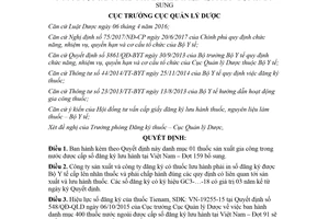 Quyết định 43/QĐ-QLD 2018 danh mục 01 thuốc sản xuất gia công trong nước được cấp số đăng ký