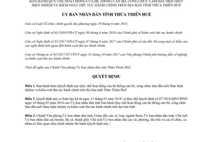 Quyết định 10/2018/QĐ-UBND Quy chế hoạt động hệ thống cán bộ kiểm soát thủ tục hành chính Huế