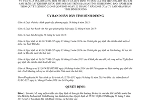 Quyết định 03/2018/QĐ-UBND sửa đổi Quy định đơn giá bồi thường tài sản trên đất Bình Dương