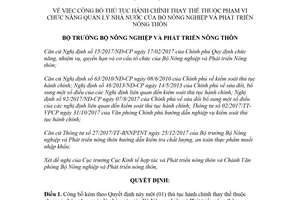 Quyết định 517/QĐ-BNN-KTHT 2018 công bố thủ tục hành chính thuộc quản lý của Bộ Nông nghiệp