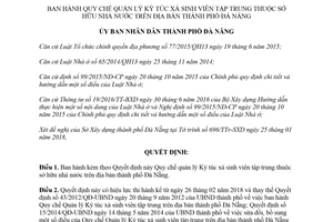 Quyết định 06/2018/QĐ-UBND quản lý Ký túc xá sinh viên tập trung thuộc sở hữu nhà nước Đà Nẵng