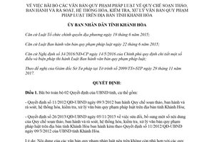 Quyết định 04/2018/QĐ-UBND bãi bỏ văn bản Quy chế soạn thảo ban hành văn bản Khánh Hòa