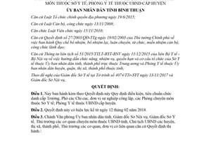 Quyết định 10/2018/QĐ-UBND tiêu chuẩn chức danh cấp Trưởng Phó đơn vị Sở Y tế Bình Thuận
