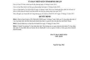 Quyết định 04/2018/QĐ-UBND bãi bỏ Quyết định 56/2008/QĐ-UBND Bình Thuận