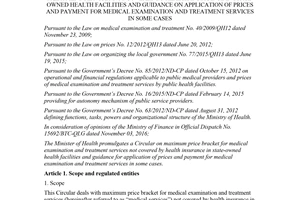 Circular 02/2017/TT-BYT maximum price bracket medical examination covered by health insurance