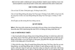 Quyết định 236/QĐ-TTg 2018 phê duyệt điều chỉnh Quy hoạch phát triển giao thông vận tải hàng không