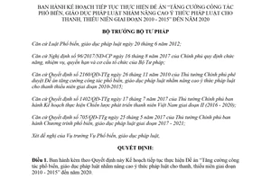 Quyết định 288/QĐ-BTP 2018 Kế hoạch thực hiện công tác phổ biến giáo dục pháp luật thanh niên