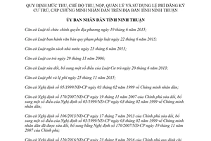 Quyết định 12/2018/QĐ-UBND mức thu chế độ thu nộp quản lý lệ phí đăng ký cư trú Ninh Thuận