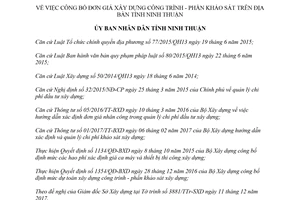Quyết định 13/2018/QĐ-UBND công bố Đơn giá xây dựng công trình Phần Khảo sát Ninh Thuận