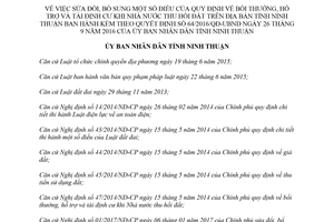 Quyết định 15/2018/QĐ-UBND sửa đổi Quy định hỗ trợ tái định cư khi thu hồi đất Ninh Thuận