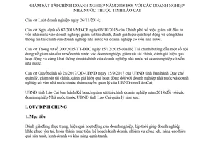 Kế hoạch 17/KH-UBND 2018 giám sát tài chính doanh nghiệp nhà nước Lào Cai