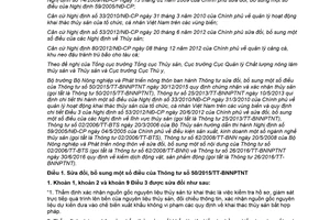 Thông tư 02/2018/TT-BNNPTNT sửa đổi Thông tư 50/2015/TT-BNNPTNT và 25/2013/TT-BNNPTNT