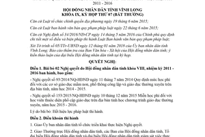 Nghị quyết 101/2018/NQ-HĐND bãi bỏ Nghị quyết 93/2014/NQ-HĐND 153/2015/NQ-HĐND Vĩnh Long