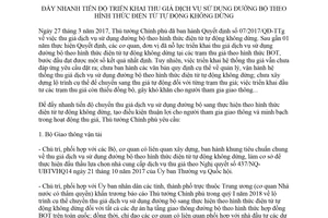 Chỉ thị 06/CT-TTg 2018 đẩy nhanh tiến độ triển khai thu giá dịch vụ sử dụng đường bộ