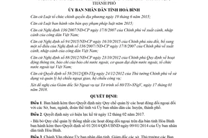 Quyết định 07/2018/QĐ-UBND quy chế quản lý hoạt động đối ngoại Sở ban ngành Hòa Bình