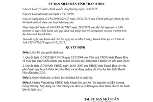 Quyết định 172/QĐ-UBND 2018 bãi bỏ văn bản Ủy ban nhân dân Chủ tịch Ủy ban Thanh Hóa
