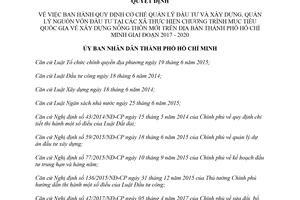 Quyết định 04/2018/QĐ-UBND cơ chế quản lý nguồn vốn xây dựng nông thôn mới Hồ Chí Minh