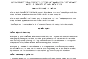 Quyết định 185/QĐ-BTC 2018 cơ cấu tổ chức của Cục Quản lý giám sát kế toán kiểm toán