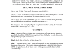 Quyết định 891/QĐ-UBND 2018 Cải thiện chất lượng quan hệ công dân cơ quan hành chính Hà Nội