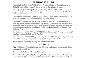 Quyết định 316/QĐ-BTP 2018 phê duyệt Kế hoạch công tác Vụ Pháp luật hình sự hành chính