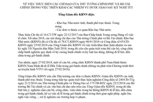 Công điện 04/CĐ-KBNN 2018 thực hiện chỉ đạo triển khai nhiệm vụ được giao sau kỳ nghỉ Tết