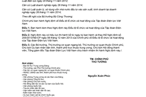 Nghị định 26/2018/NĐ-CP Điều lệ tổ chức và hoạt động của Tập đoàn Điện lực Việt Nam