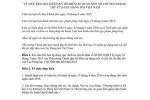 Quyết định 09/2018/QĐ-TTg kéo dài thời hạn thí điểm áp dụng chế độ chi đặc thù của Cục Hàng hải