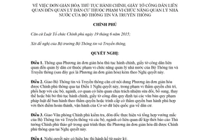 Nghị quyết 16/NQ-CP 2018 đơn giản hóa thủ tục hành chính về quản lý dân cư của Bộ Thông tin