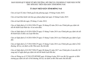 Quyết định 10/2018/QĐ-UBND bồi thường hỗ trợ tái định cư khi Nhà nước thu hồi đất Đồng Nai