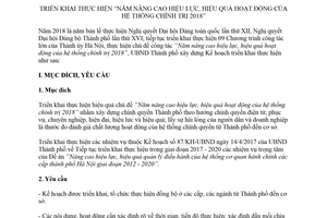 Kế hoạch 52/KH-UBND 2018 nâng cao hiệu lực hiệu quả hoạt động của hệ thống chính trị Hà Nội