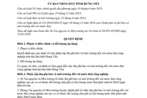 Quyết định 07/2018/QĐ-UBND phân cấp thu phí bảo vệ môi trường nước thải công nghiệp Hưng Yên