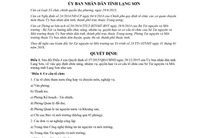 Quyết định 22/2018/QĐ-UBND sửa đổi 37/2015/QĐ-UBND chức năng Sở Tài nguyên Lạng Sơn