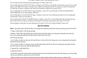 Quyết định 25/2018/QĐ-UBND quy định chính sách hỗ trợ đầu tư xây dựng chợ nông thôn Lạng Sơn