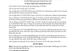 Quyết định 06/2018/QĐ-UBND sửa đổi 29/2016/QĐ-UBND mức thu miễn các khoản lệ phí Hưng Yên