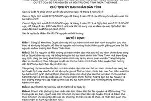 Quyết định 421/QĐ-UBND 2018 công bố thủ tục dữ liệu tài nguyên môi trường Sở tài nguyên Huế
