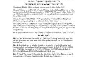 Quyết định 301/QĐ-UBND 2018 công bố thủ tục lưu thông hàng hóa Sở Công thương Phú Yên