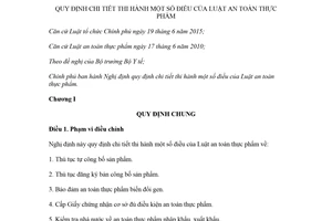 Decree 15/2018/ND-CP elaboration law of food safety