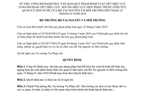 Quyết định 235/QĐ-BTNMT 2018 danh mục văn bản quy phạm hết hiệu lực toàn bộ quản lý nhà nước