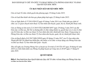 Quyết định 01/2018/QĐ-UBND quy chế Tổ chức hoạt động của Phòng Giáo dục Hóc Môn Hồ Chí Minh