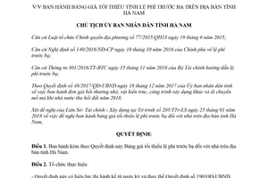 Quyết định 275/QĐ-UBND 2018 Bảng giá tối thiểu lệ phí trước bạ nhà Hà Nam
