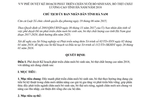 Quyết định 269/QĐ-UBND 2018 phê duyệt Kế hoạch phát triển chăn nuôi bò sinh sản Hà Nam