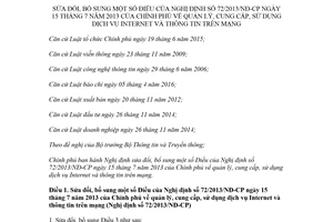 Nghị định 27/2018/NĐ-CP sửa đổi Nghị định 72/2013/NĐ-CP sử dụng dịch vụ Internet