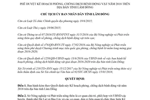 Quyết định 195/QĐ-UBND 2018 phê duyệt Kế hoạch phòng chống dịch bệnh động vật Lâm Đồng